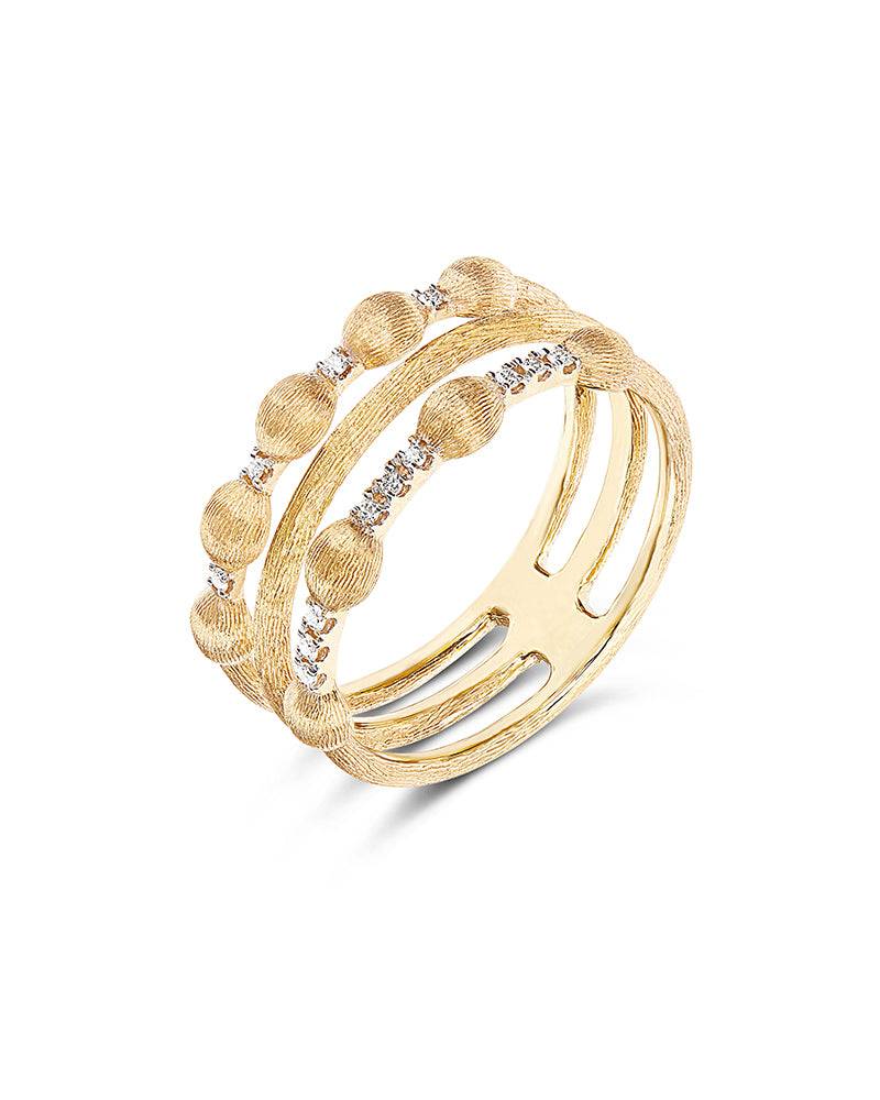 Nanis Anello "DANCING ÉLITE" a tripla fascia in oro e diamanti – Nanis Italian Jewels