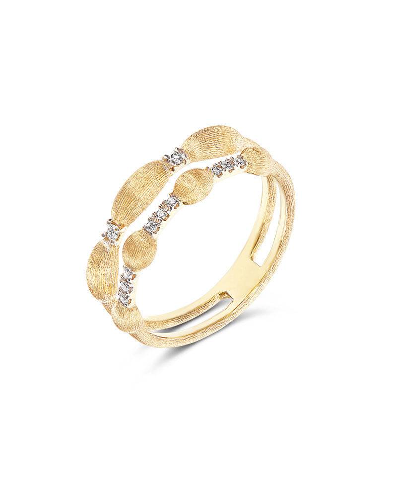 Nanis Anello "DANCING ÉLITE" a doppia fascia con boules irregolari in oro e – Nanis Italian Jewels