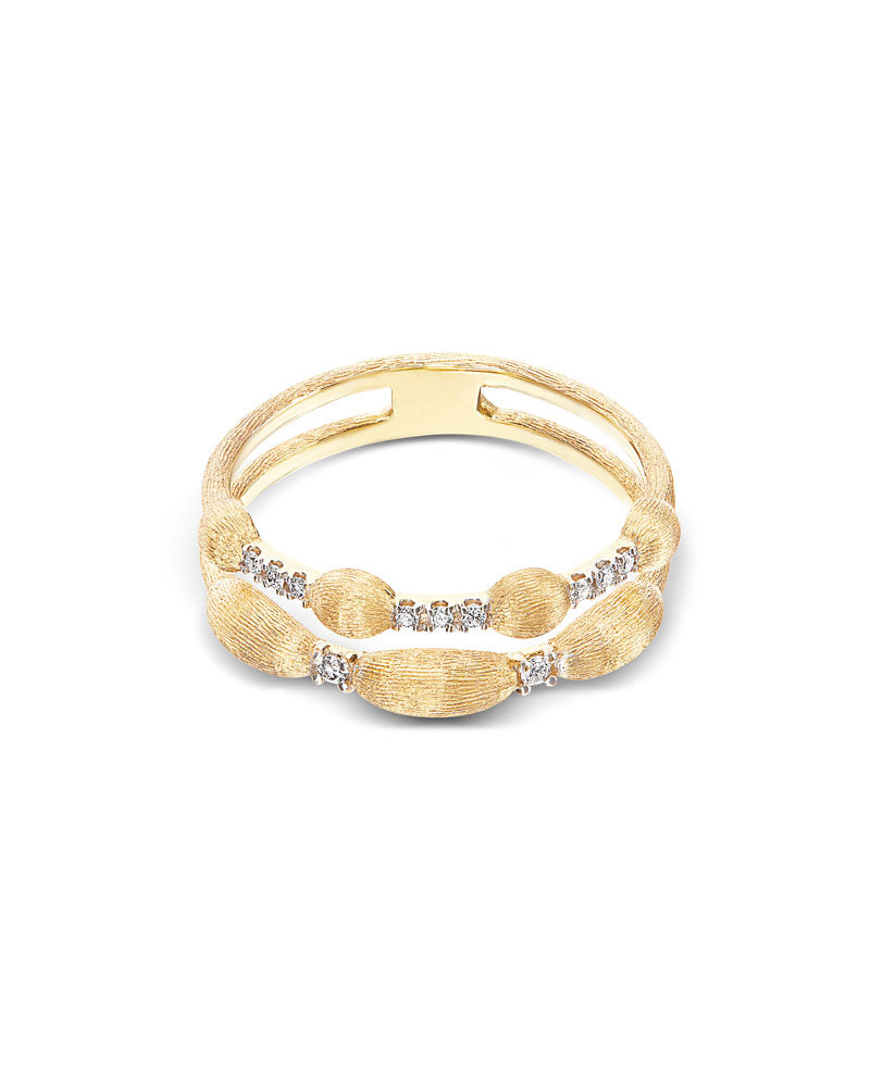 Nanis Anello "DANCING ÉLITE" a doppia fascia con boules irregolari in oro e – Nanis Italian Jewels Prezzo Ridotto