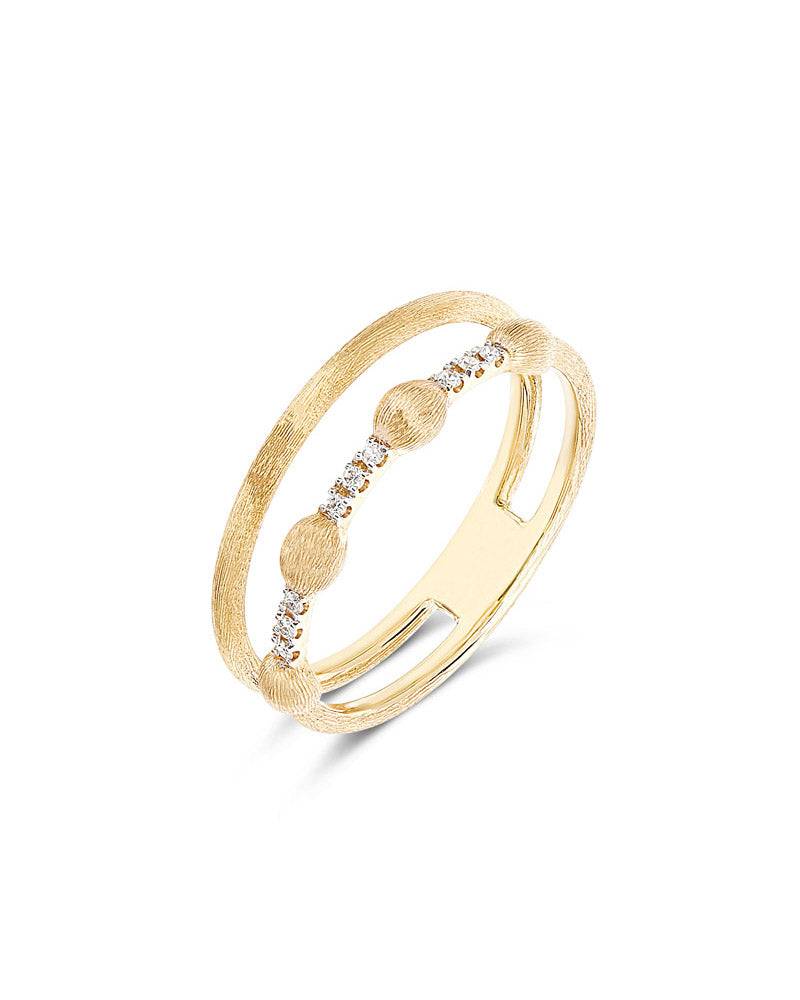 Nanis Anello "DANCING ÉLITE" a doppia fascia con boules in oro e barrette di – Nanis Italian Jewels