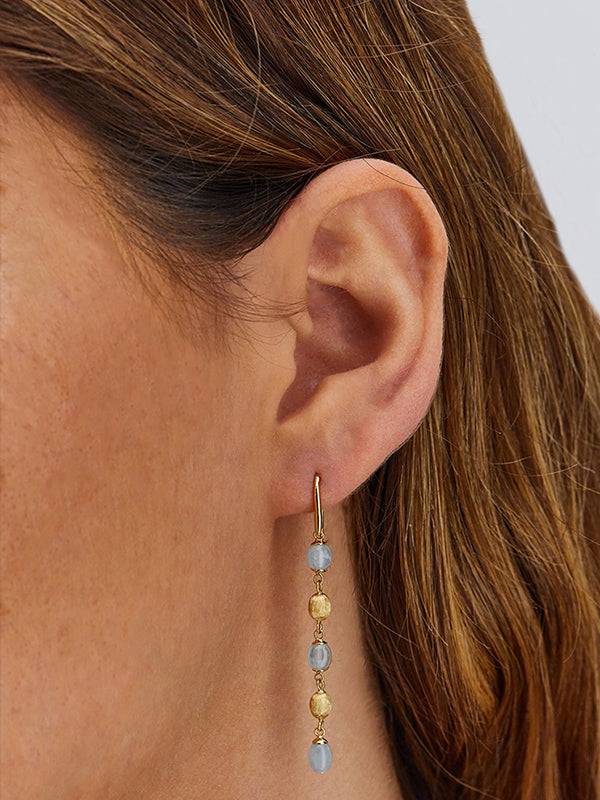 Nanis Orecchini "DANCING AZURE" pendenti in oro e acquamarina – Nanis Italian Jewels Offerta