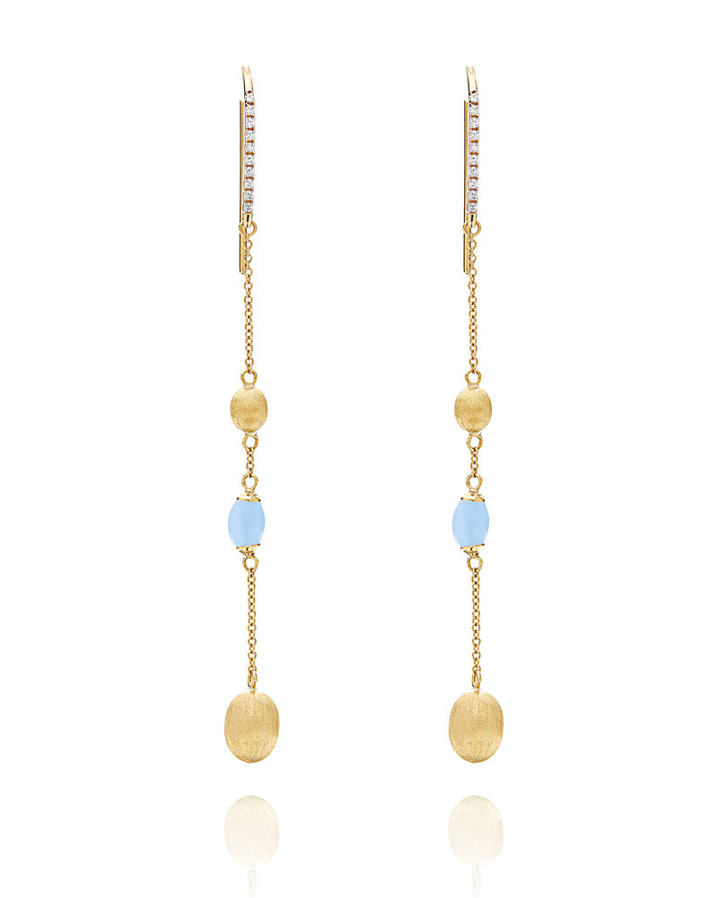 Nanis Orecchini "DANCING AZURE" pendenti per tutti i giorni in oro e acquama – Nanis Italian Jewels