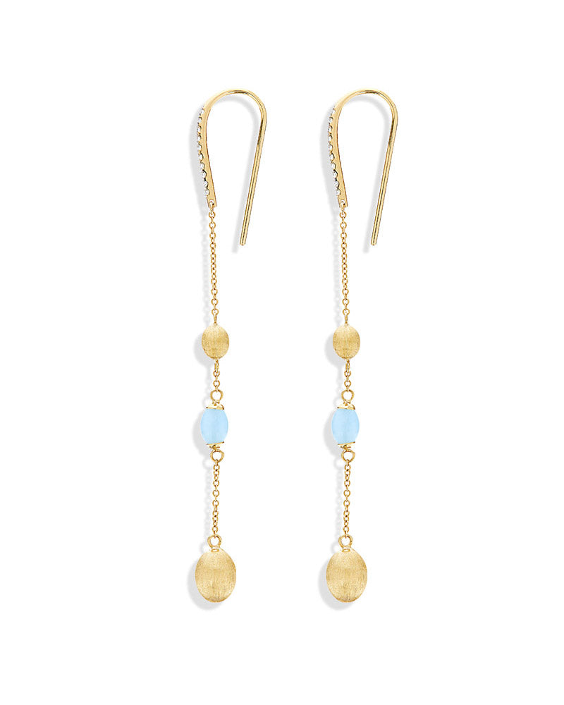 Nanis Orecchini "DANCING AZURE" pendenti per tutti i giorni in oro e acquama – Nanis Italian Jewels Economico