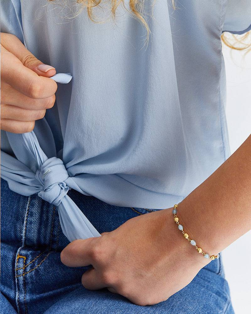 Nanis Bracciale "DANCING AZURE" casual in oro e acquamarina – Nanis Italian Jewels Online