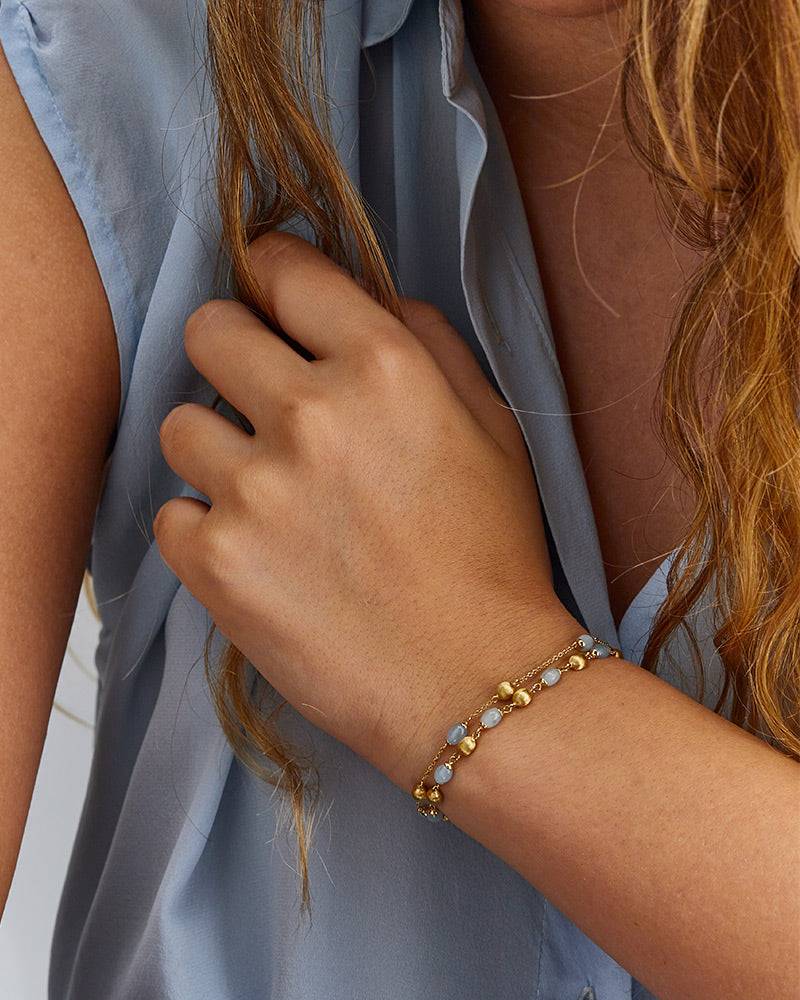 Nanis Bracciale "DANCING AZURE" casual in oro e acquamarina – Nanis Italian Jewels Online