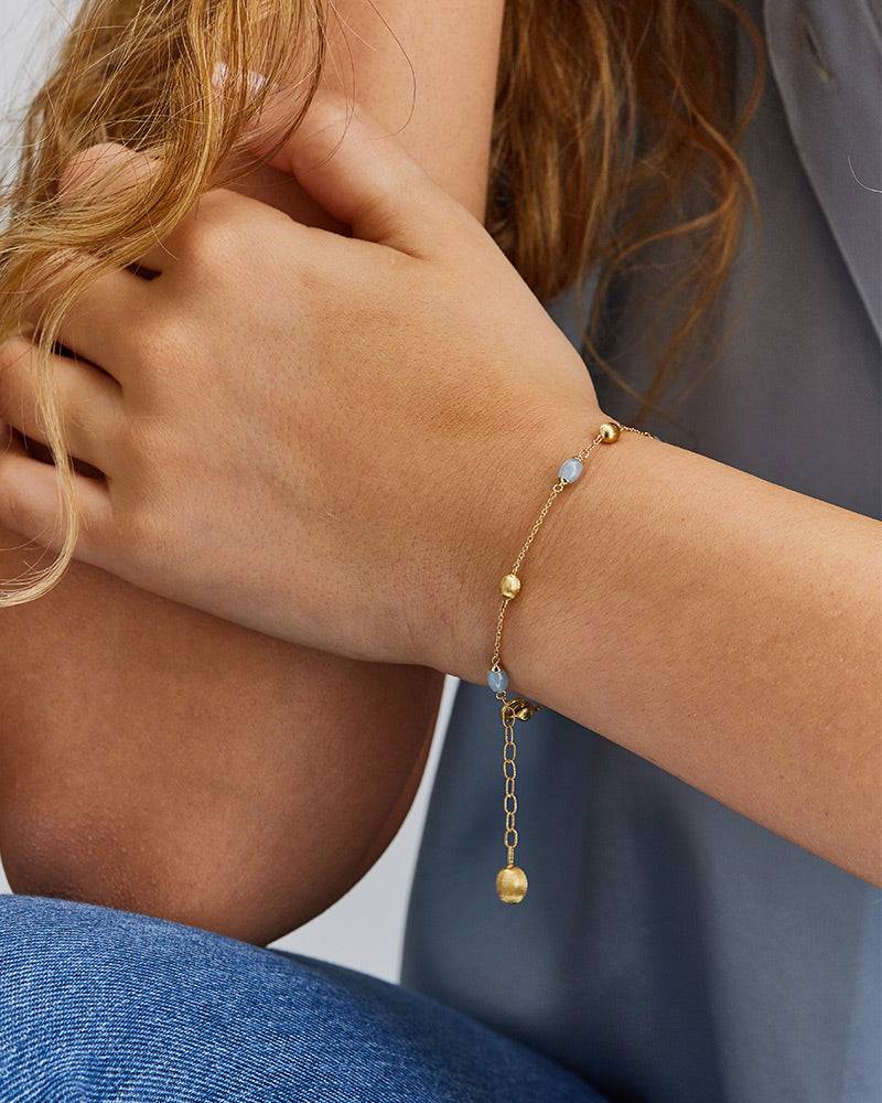 Nanis Bracciale "DANCING AZURE" minimale in oro e acquamarina – Nanis Italian Jewels Outlet