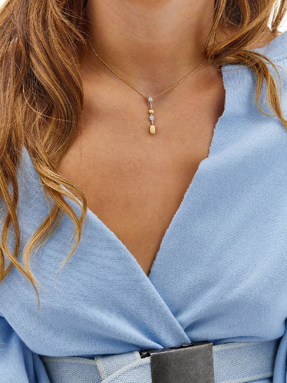 Nanis Collana "DANCING AZURE" pendente con ciondolo in oro, barrette di diam – Nanis Italian Jewels In Vendita