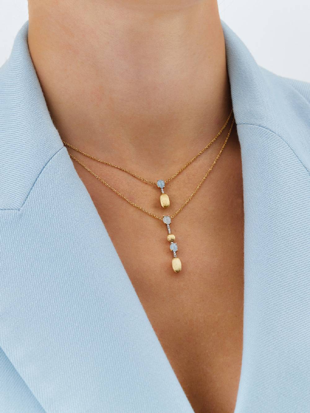 Nanis Collana "DANCING AZURE" pendente con ciondolo in oro, barrette di diam – Nanis Italian Jewels Saldi