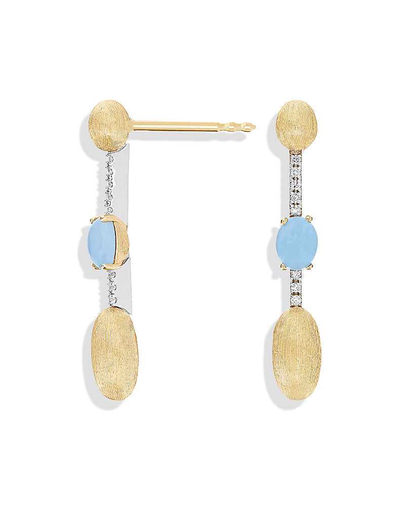 Nanis Orecchini "DANCING AZURE" pendenti con boules in oro, barrette di diam – Nanis Italian Jewels Offerte