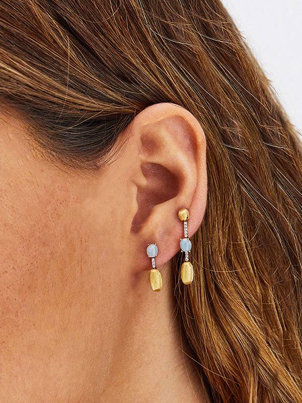 Nanis Orecchini "DANCING AZURE" pendenti con boules in oro, barrette di diam – Nanis Italian Jewels Offerte