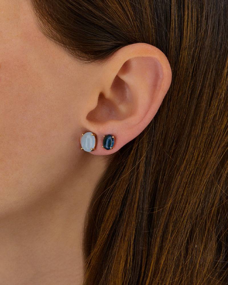 Nanis Orecchini a lobo "DANCING AZURE" in oro e acquamarina (grandi) – Nanis Italian Jewels Vendita Calda
