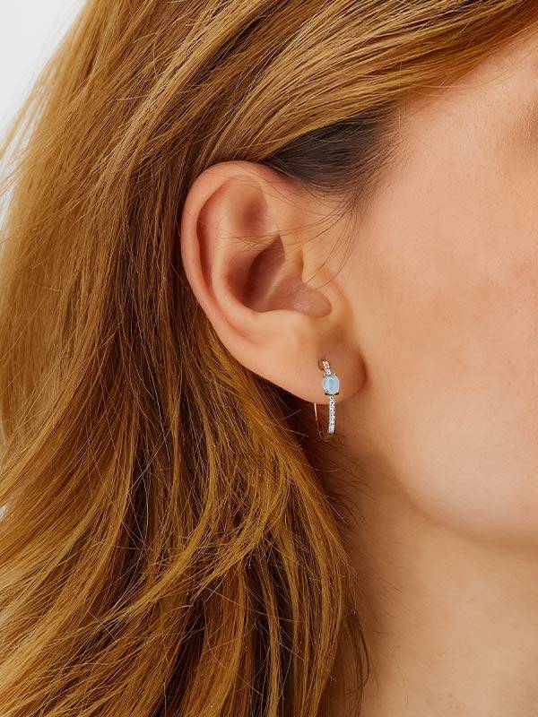 Nanis Orecchini a cerchio "DANCING AZURE" in oro, diamanti e acquamarina – Nanis Italian Jewels Saldi Di Fabbrica