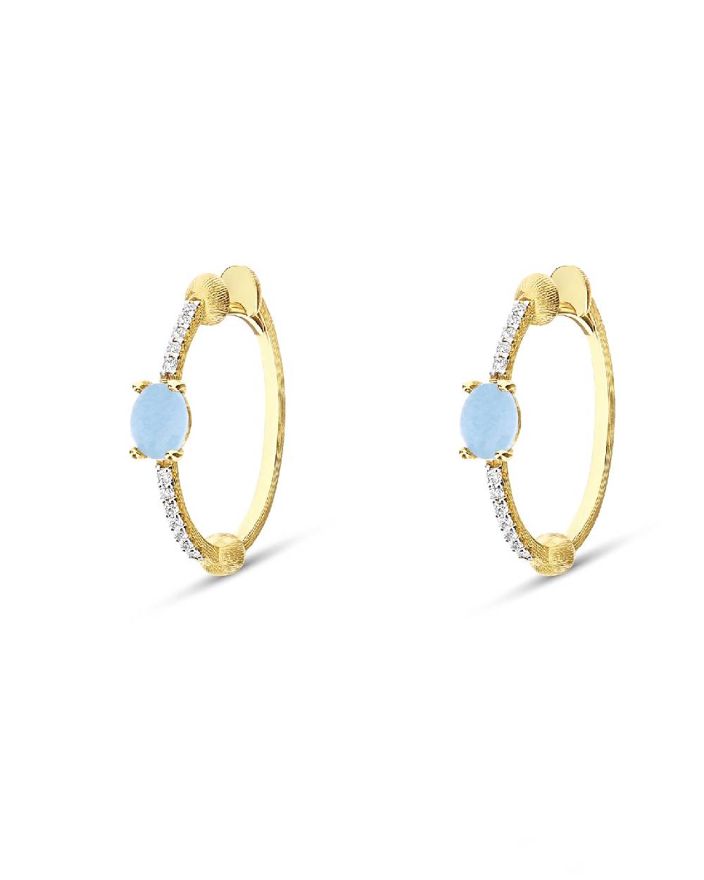 Nanis Orecchini a cerchio "DANCING AZURE" in oro, diamanti e acquamarina – Nanis Italian Jewels Saldi Di Fabbrica