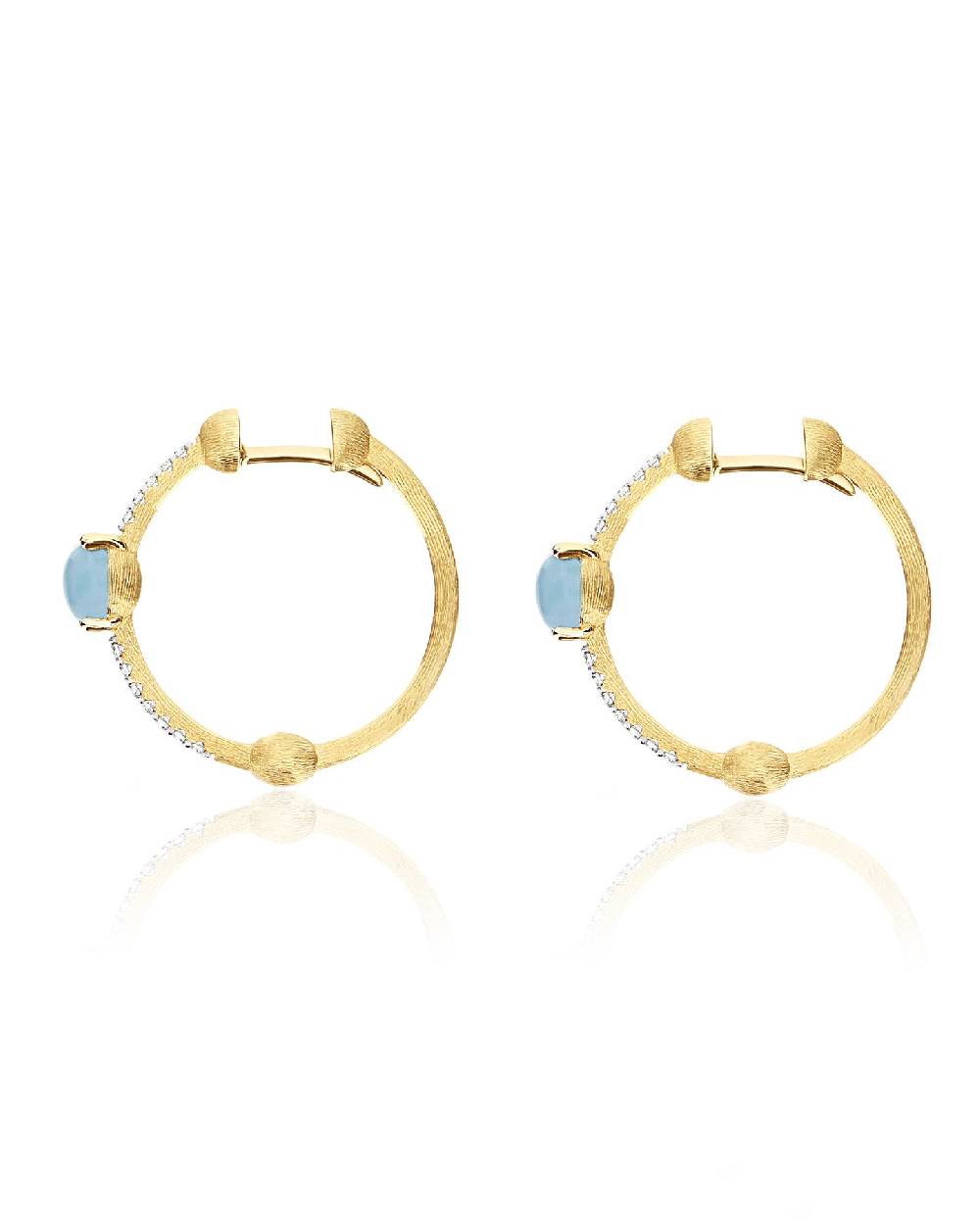 Nanis Orecchini a cerchio "DANCING AZURE" in oro, diamanti e acquamarina – Nanis Italian Jewels Saldi Di Fabbrica