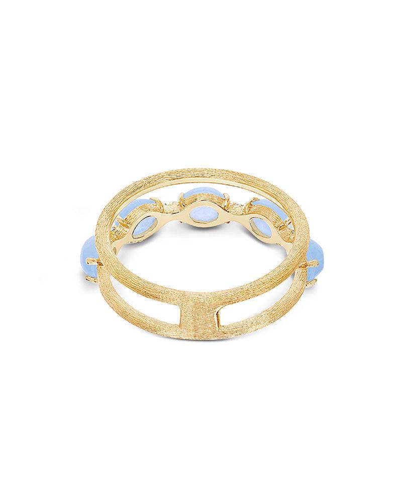Nanis Anello "DANCING AZURE" a doppia fascia in oro, diamanti e acquamarina – Nanis Italian Jewels In Saldo