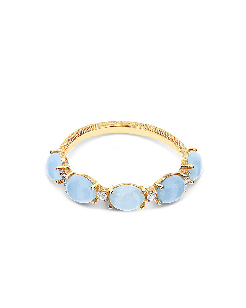 Nanis Anello "DANCING AZURE" con boules in oro, diamanti e acquamarina – Nanis Italian Jewels Nuova