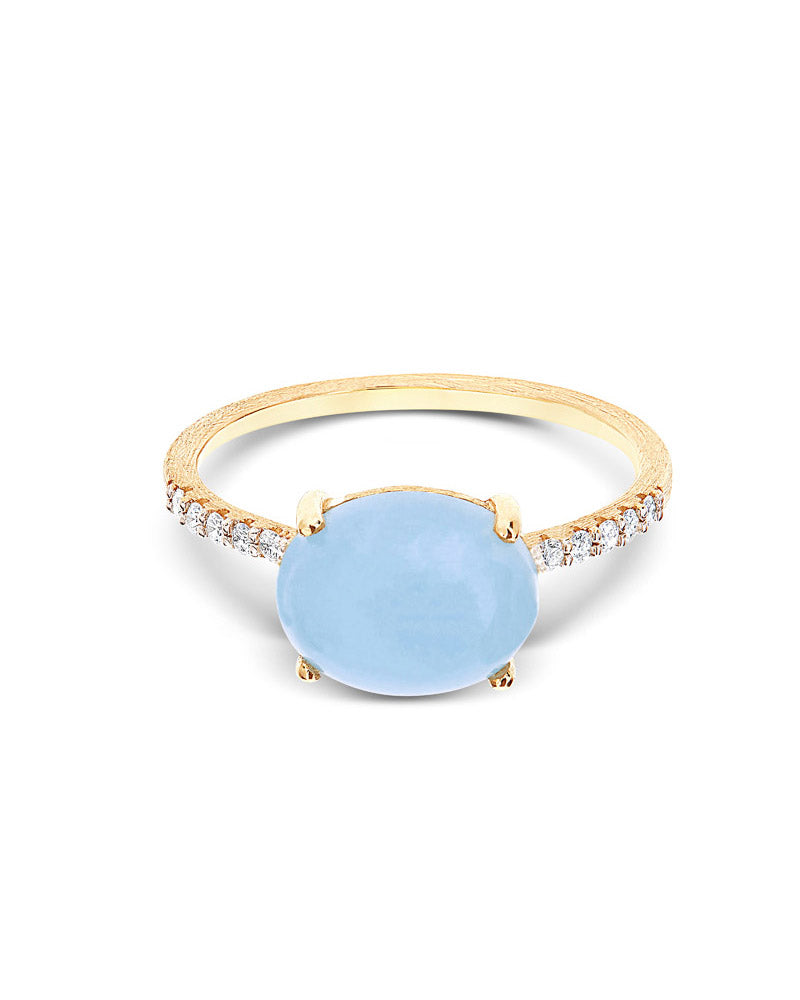 Nanis Anello "DANCING AZURE" impilabile in oro, diamanti e acquamarina (gran – Nanis Italian Jewels Moda