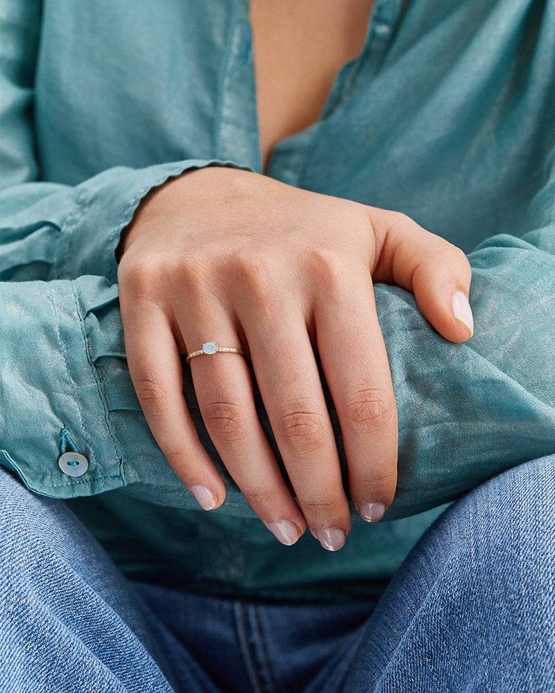Nanis Anello "DANCING AZURE" impilabile in oro, diamanti e acquamarina (picc – Nanis Italian Jewels Italy