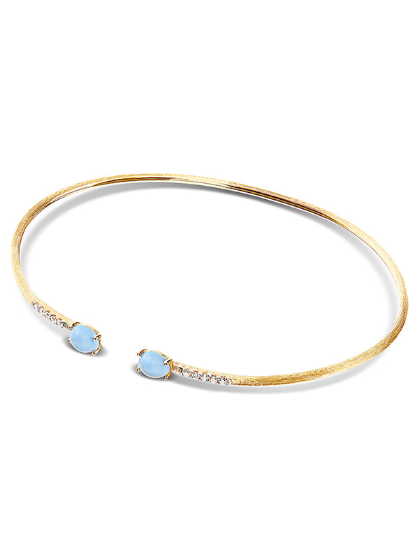 Nanis Bracciale a schiava "DANCING AZURE" inciso a mano in oro, diamanti e a – Nanis Italian Jewels In Linea