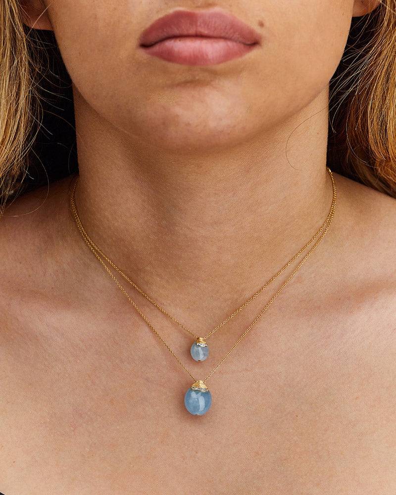 Nanis Collana "DANCING AZURE" pendente con ciondolo in oro, diamanti e acqua – Nanis Italian Jewels Qualità
