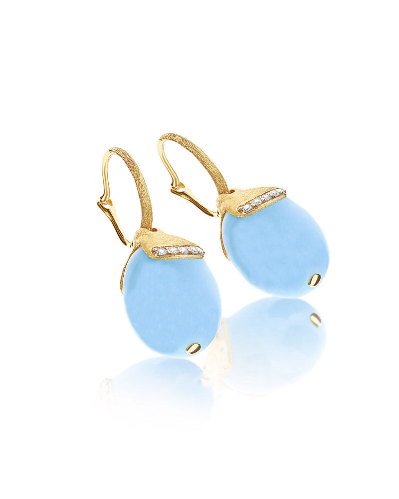 Nanis Orecchini ciliegine "AZURE" pendenti in oro, acquamarina milk e dettag – Nanis Italian Jewels Promozione