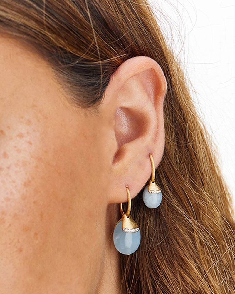 Nanis Orecchini ciliegine "AZURE" pendenti in oro, acquamarina milk e dettag – Nanis Italian Jewels Promozione