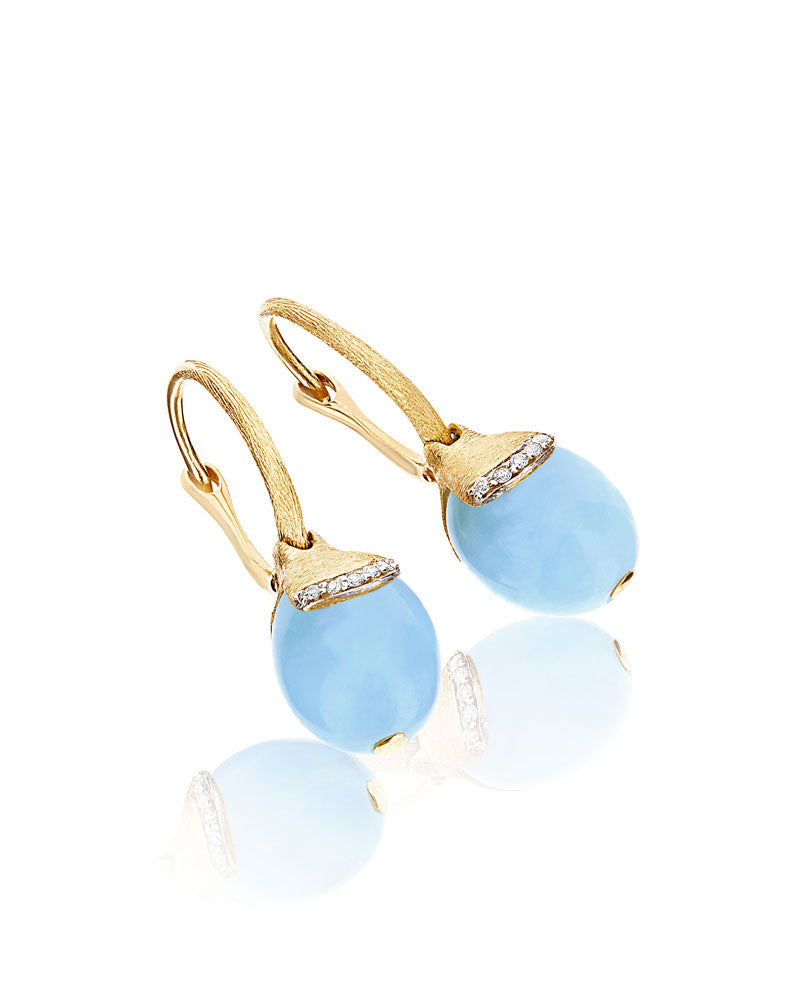 Nanis Orecchini ciliegine "AZURE" pendenti in oro, acquamarina milk e dettag – Nanis Italian Jewels Spedizione Gratuita