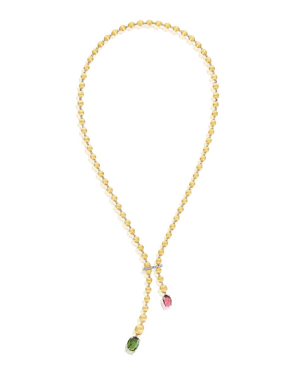 Nanis Collana "DANCING TOURMALINES" in oro, diamanti, tormaline rosa e verdi – Nanis Italian Jewels