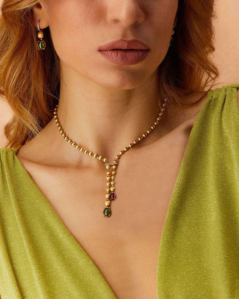 Nanis Collana "DANCING TOURMALINES" in oro, diamanti, tormaline rosa e verdi – Nanis Italian Jewels Pezzi Unici