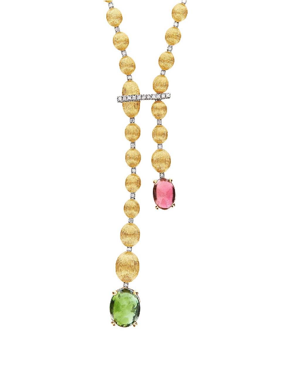 Nanis Collana "DANCING TOURMALINES" in oro, diamanti, tormaline rosa e verdi – Nanis Italian Jewels Pezzi Unici