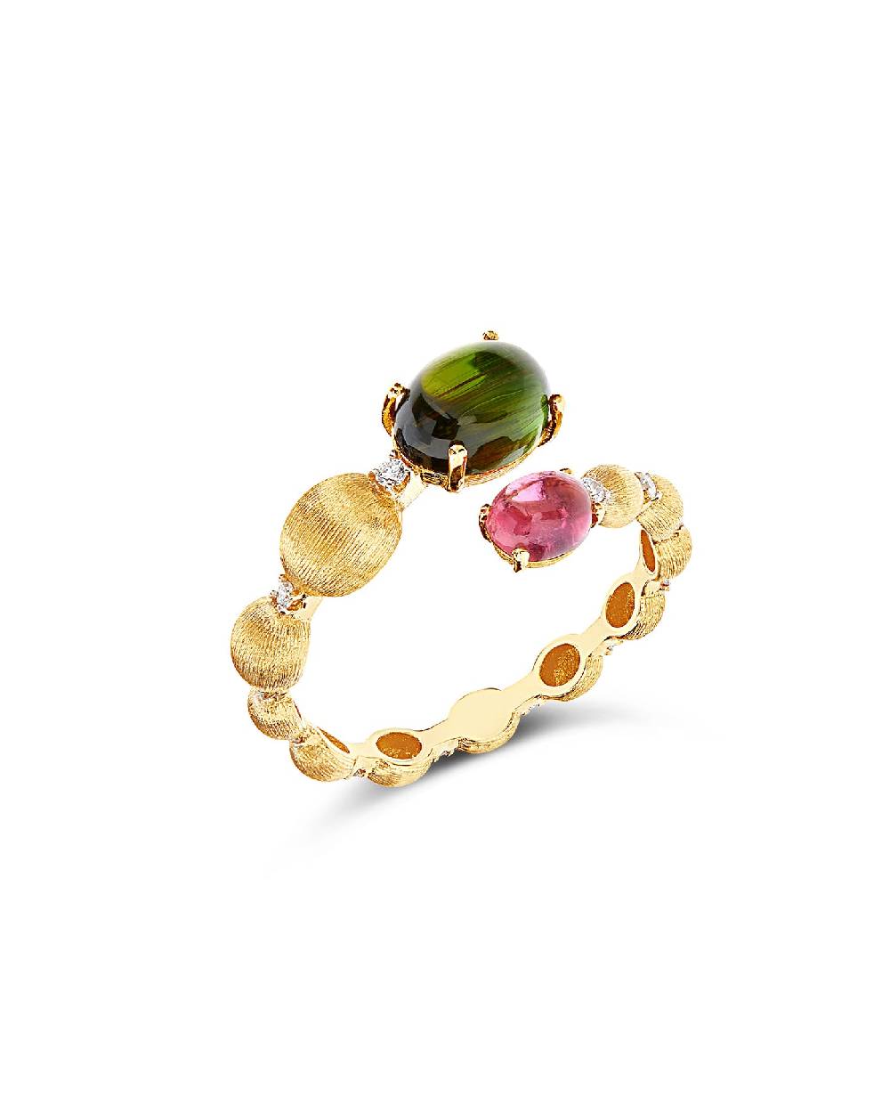 Nanis Anello contrariè "DANCING TOURMALINES" in oro, diamanti, tormaline ros – Nanis Italian Jewels