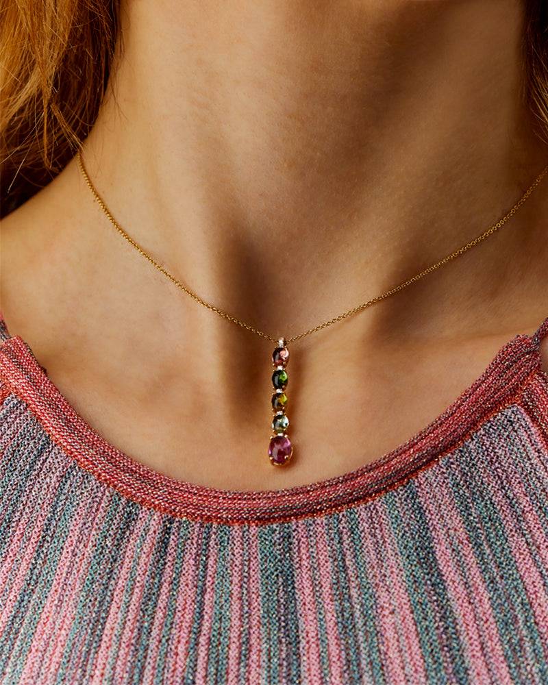 Nanis Collana "DANCING TOURMALINES" con pendente in oro, diamanti e tormalin – Nanis Italian Jewels Negozi Online