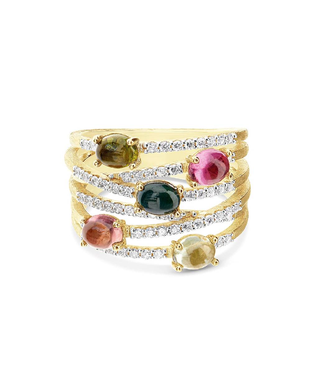 Nanis Anello "DANCING TOURMALINES" in oro e tormaline colorate – Nanis Italian Jewels