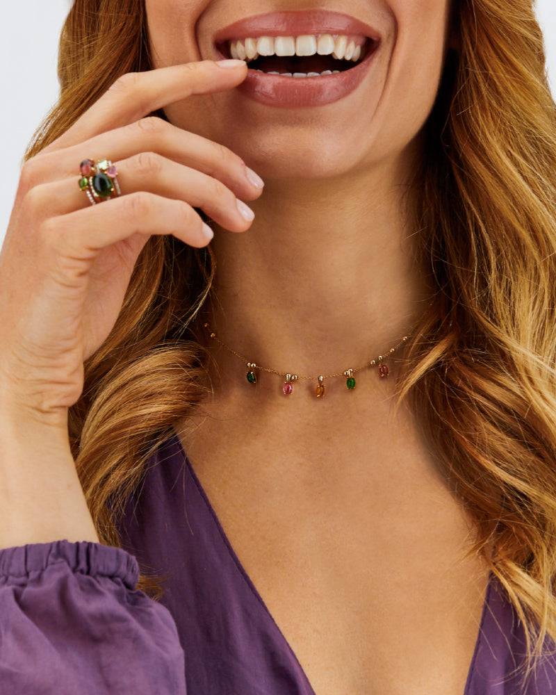 Nanis Collana girocollo "DANCING TOURMALINES" in oro e tormaline colorate – Nanis Italian Jewels In Vendita