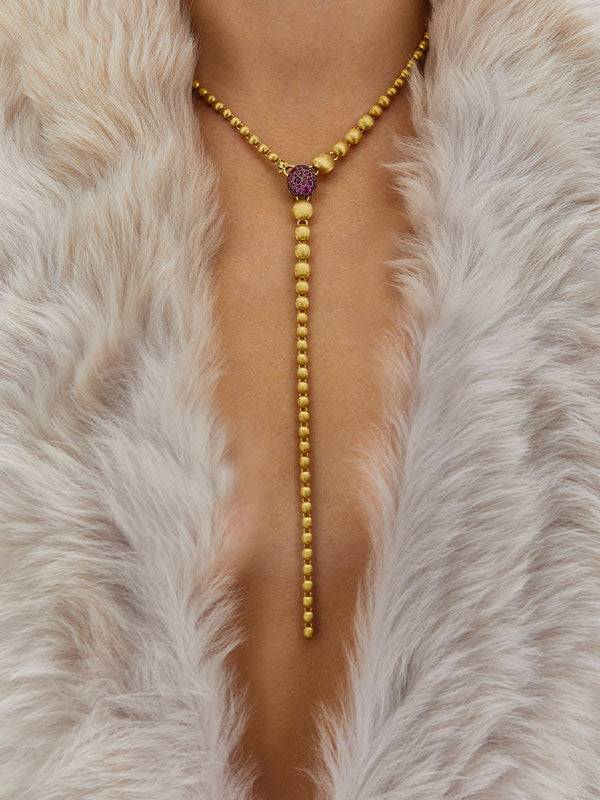 Nanis Collana a Y "DANCING REVERSE" double face in oro, zaffiri rosa, rubini – Nanis Italian Jewels Vendite Flash