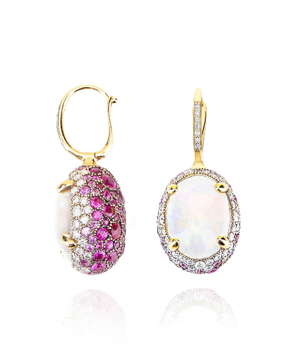 Nanis Orecchini CILIEGINE "DANCING REVERSE" double face in oro, zaffiri rosa – Nanis Italian Jewels In Saldo