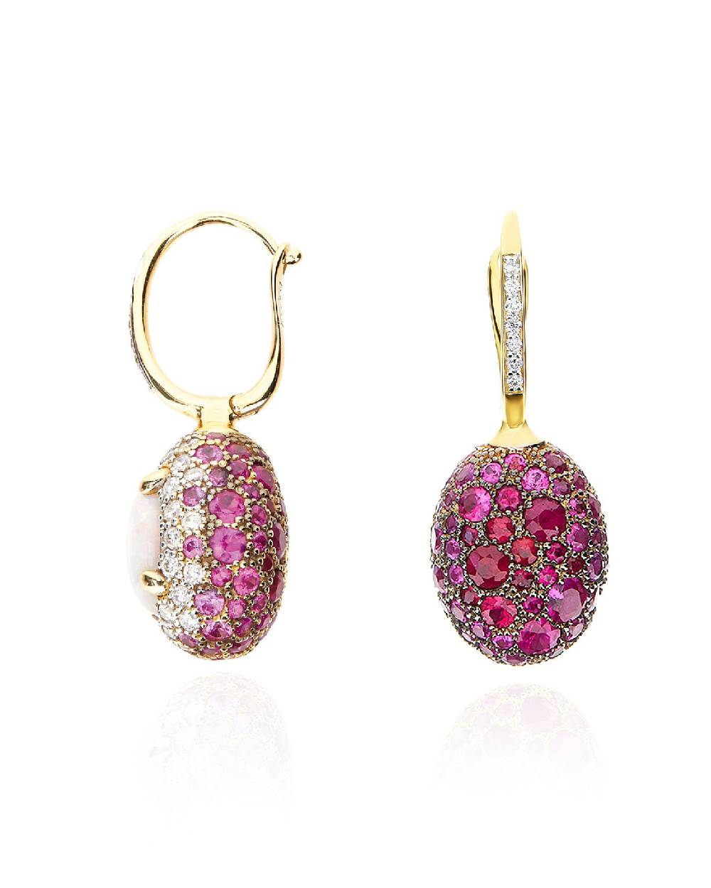 Nanis Orecchini CILIEGINE "DANCING REVERSE" double face in oro, zaffiri rosa – Nanis Italian Jewels Nuova