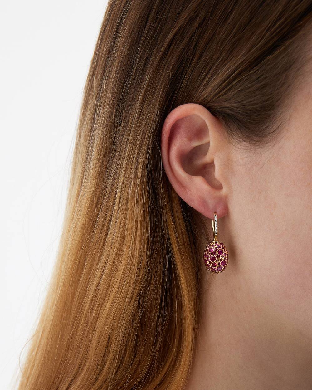 Nanis Orecchini CILIEGINE "DANCING REVERSE" double face in oro, zaffiri rosa – Nanis Italian Jewels Nuova