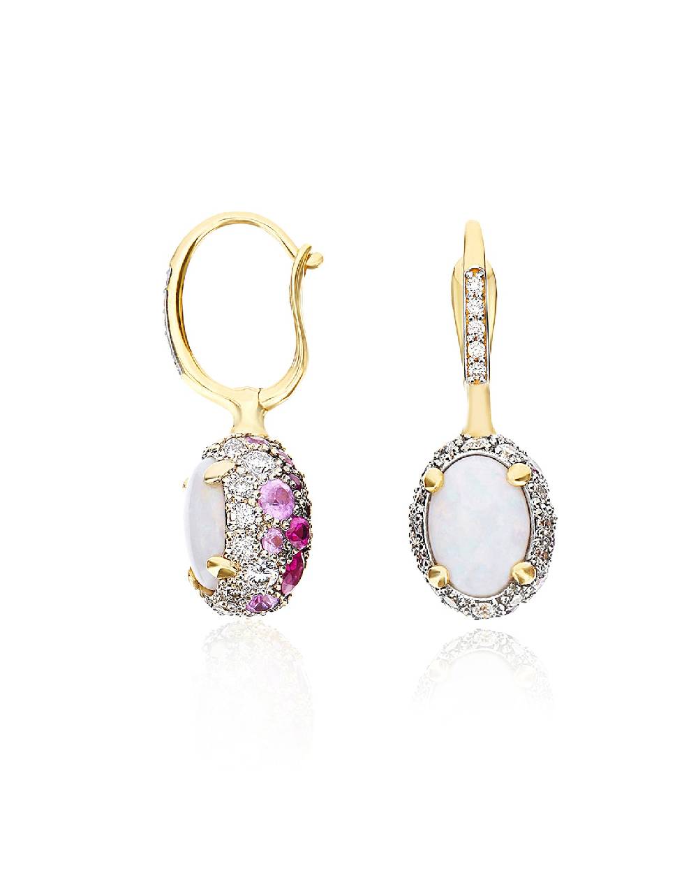 Nanis Orecchini CILIEGINE "DANCING REVERSE" double face in oro, zaffiri rosa – Nanis Italian Jewels Moda