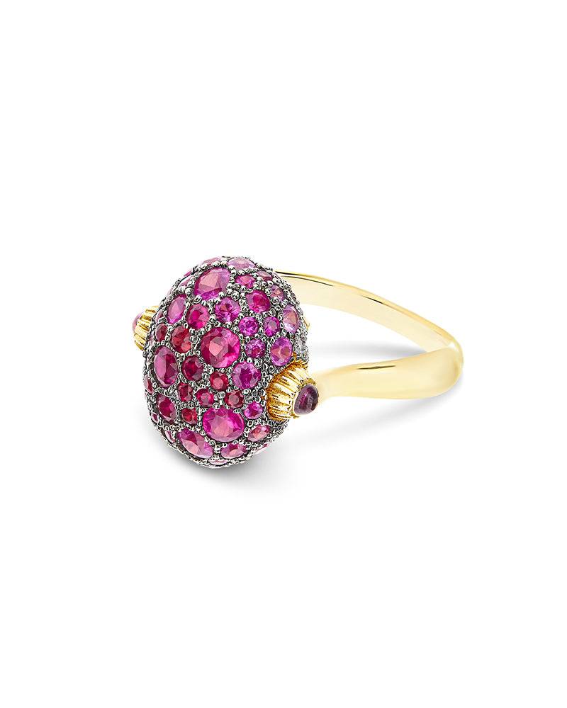 Nanis Anello "DANCING REVERSE" double face in oro, zaffiri rosa, rubini, opa – Nanis Italian Jewels Italy