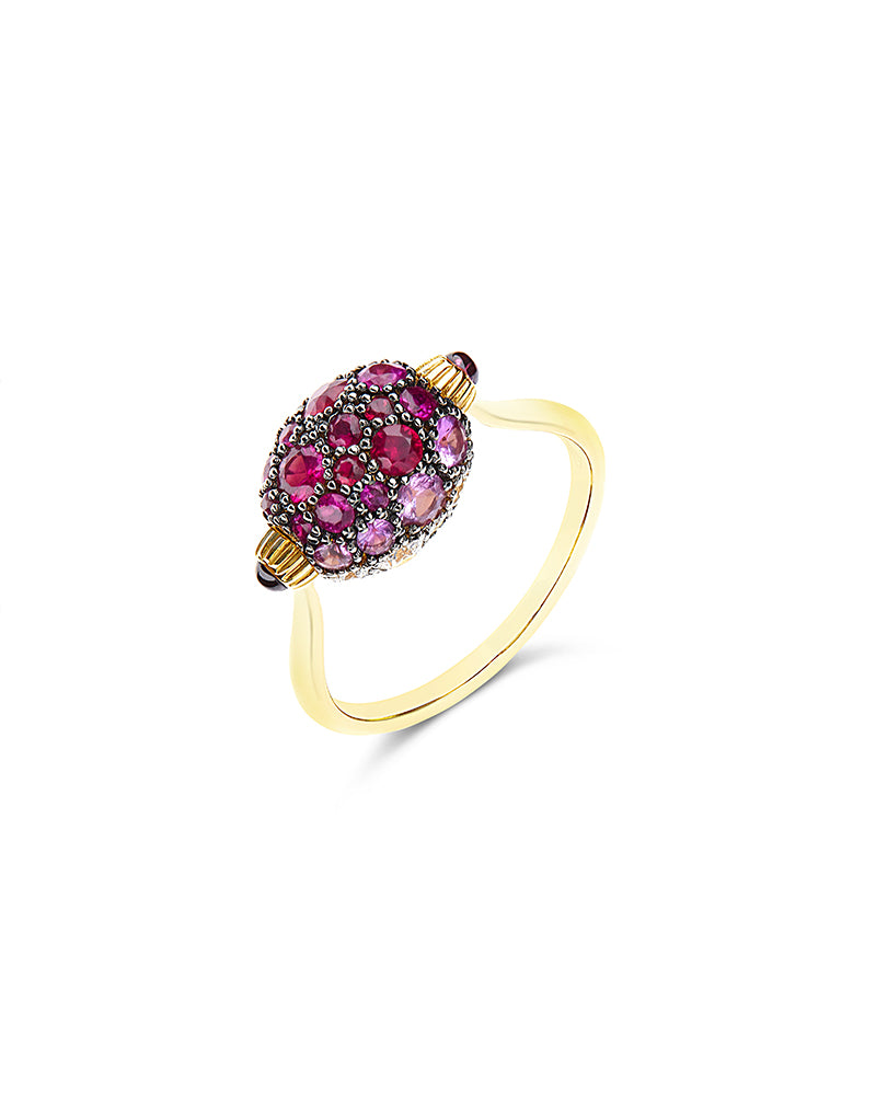 Nanis Anello "DANCING REVERSE" double face in oro, zaffiri rosa, rubini, opa – Nanis Italian Jewels Italia