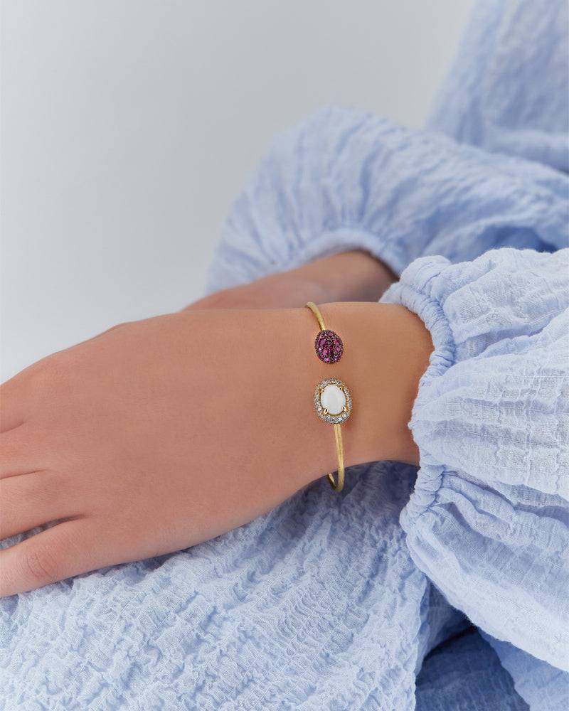 Nanis Bracciale a schiava "DANCING REVERSE" in oro, zaffiri rosa, rubini, op – Nanis Italian Jewels 2025