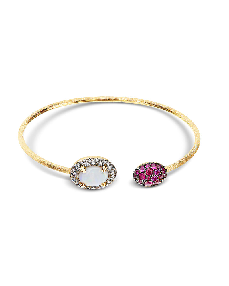 Nanis Bracciale a schiava "DANCING REVERSE" in oro, zaffiri rosa, rubini, op – Nanis Italian Jewels 2025