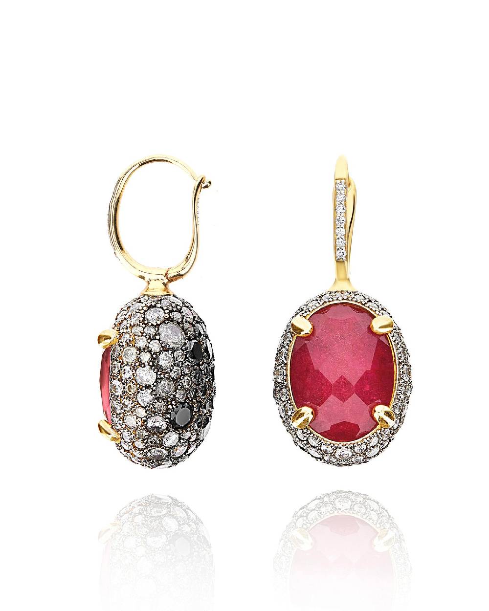 Nanis Orecchini CILIEGINE "DANCING REVERSE" double face in oro, rubini, diam – Nanis Italian Jewels Qualità
