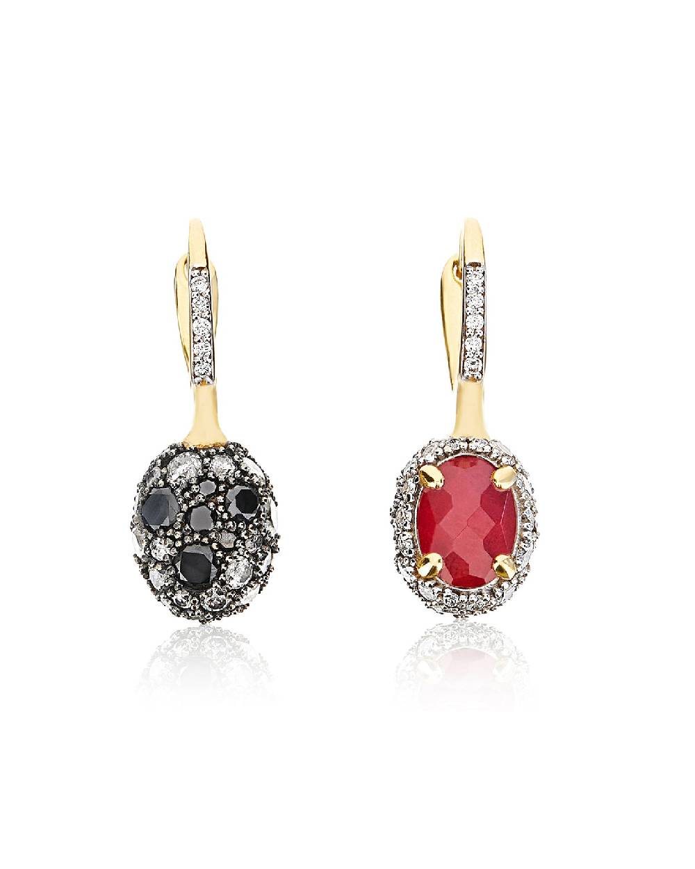 Nanis Orecchini CILIEGINE "DANCING REVERSE" double face in oro, rubini, diam – Nanis Italian Jewels