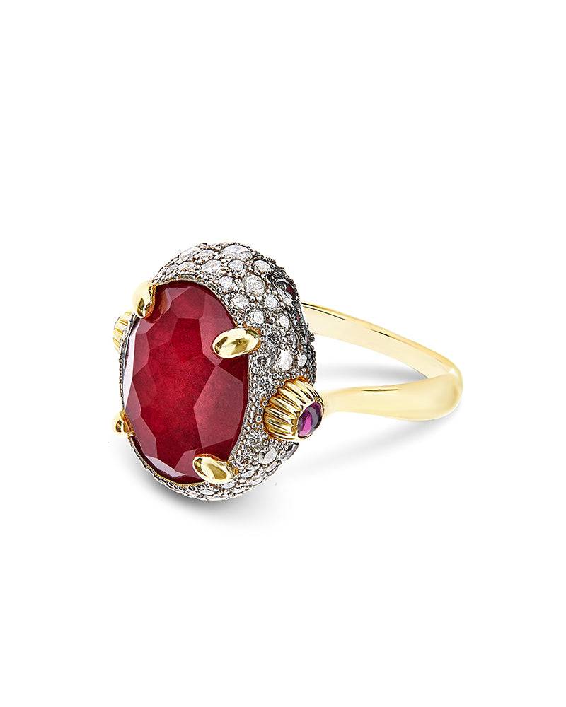 Nanis Anello "DANCING REVERSE" double face in oro, rubini, diamanti e crista – Nanis Italian Jewels