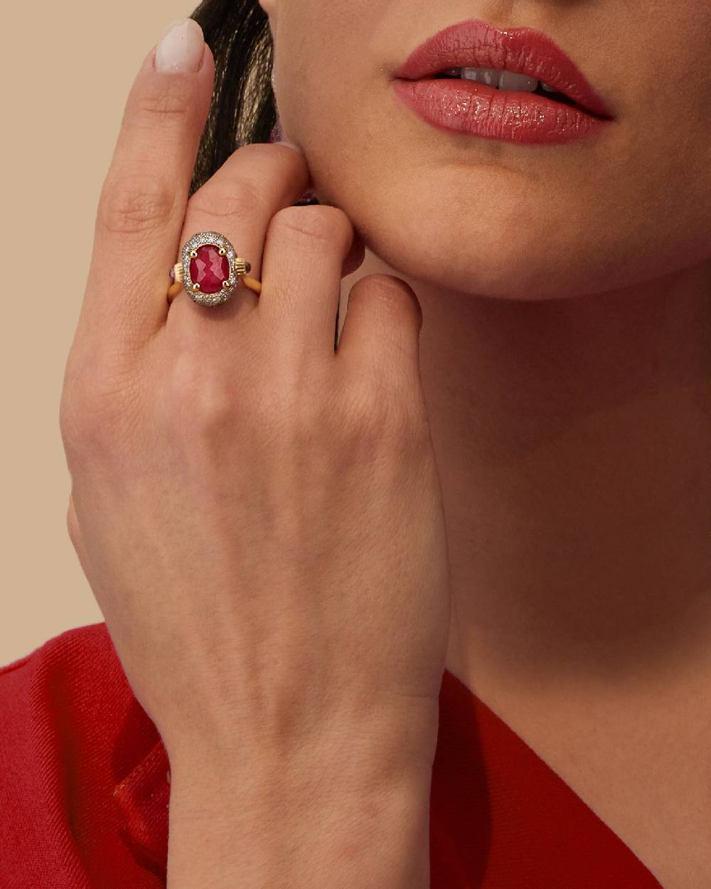 Nanis Anello "DANCING REVERSE" double face in oro, rubini, diamanti e crista – Nanis Italian Jewels Pezzi Unici