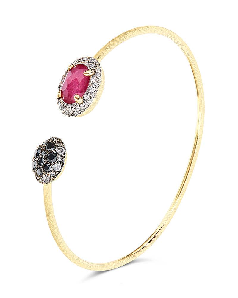 Nanis Bracciale a schiava "DANCING REVERSE" in oro, rubini, diamanti e crist – Nanis Italian Jewels