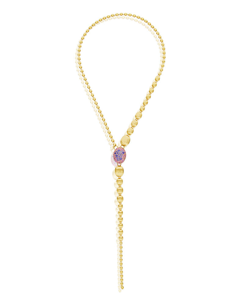 Nanis Collana a Y "DANCING REVERSE" double face in oro, zaffiri, tsavorite, – Nanis Italian Jewels Negozi Online