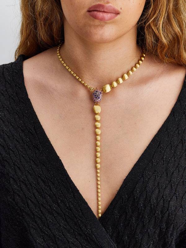 Nanis Collana a Y "DANCING REVERSE" double face in oro, zaffiri, tsavorite, – Nanis Italian Jewels Negozi Online